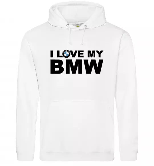 Женская толстовка (худи) I love my BMW logo Белый фото