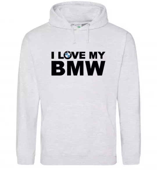 Женская толстовка (худи) I love my BMW logo Серый меланж фото