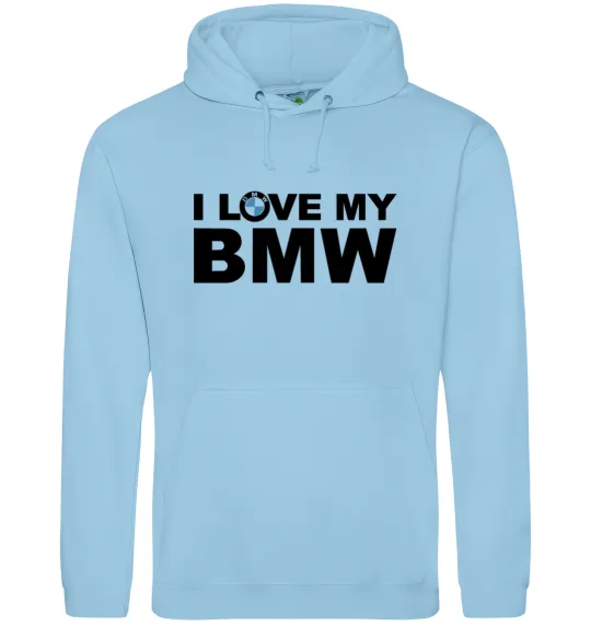 Жіноча толстовка (худі) I love my BMW logo Блакитний фото