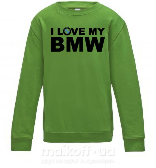 Детский Свитшот I love my BMW logo Лаймовый фото