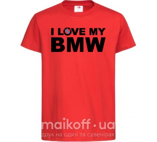 Дитяча футболка I love my BMW logo Червоний фото