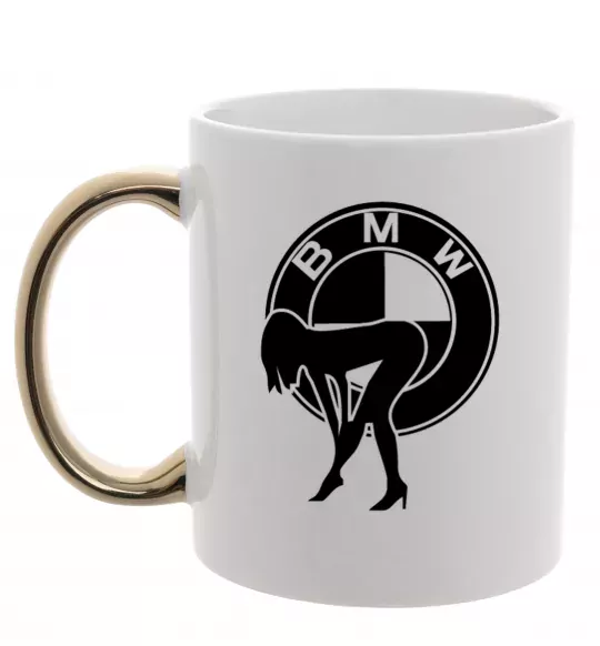 Чашка с цветной ручкой BMW girl Золото фото