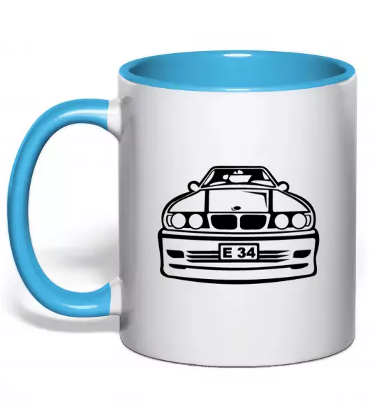Чашка с цветной ручкой BMW E 34 Голубой фото