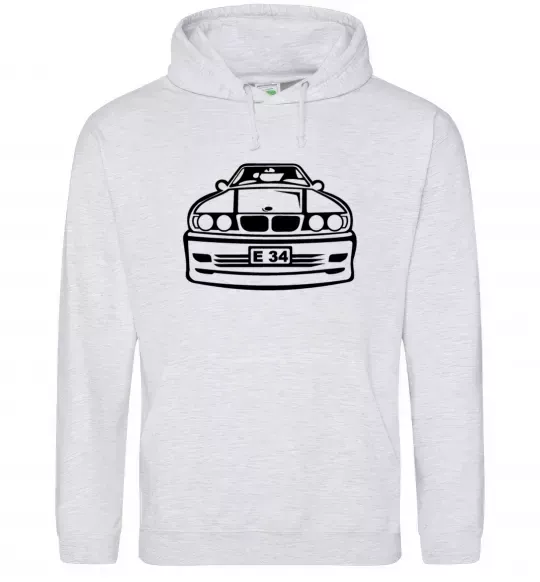 Мужская толстовка (худи) BMW E 34 Серый меланж фото