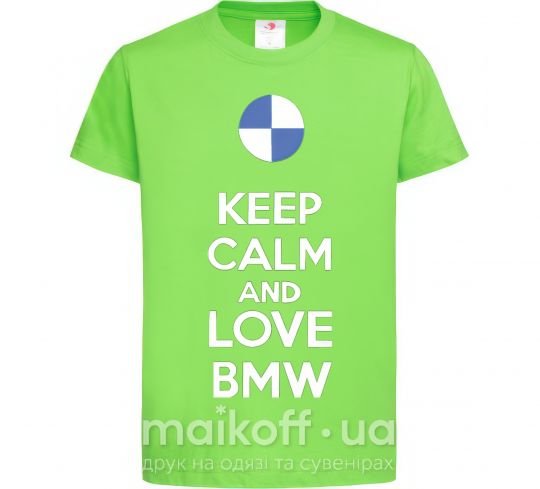 Дитяча футболка Keep calm and love BMW Лаймовий фото