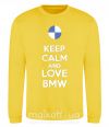 Світшот Keep calm and love BMW Сонячно жовтий фото