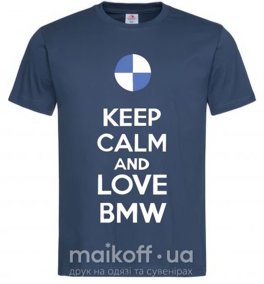 Чоловіча футболка Keep calm and love BMW Темно-синій фото