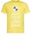 Чоловіча футболка Keep calm and love BMW Лимонний фото