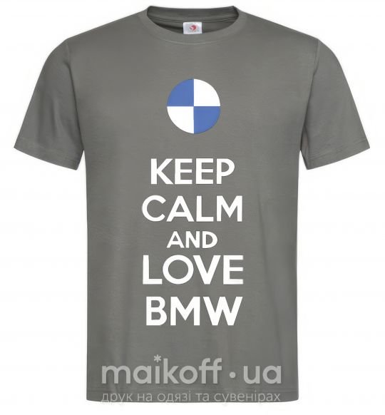 Чоловіча футболка Keep calm and love BMW Графіт фото