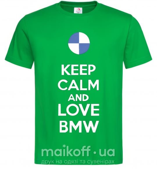 Чоловіча футболка Keep calm and love BMW Зелений фото