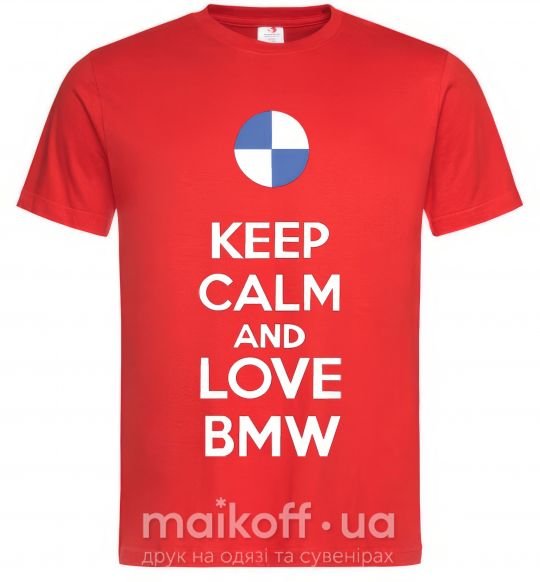 Чоловіча футболка Keep calm and love BMW Червоний фото