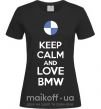Жіноча футболка Keep calm and love BMW Чорний фото