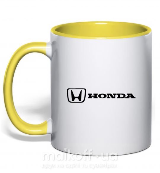 Чашка с цветной ручкой Honda logo Солнечно желтый фото
