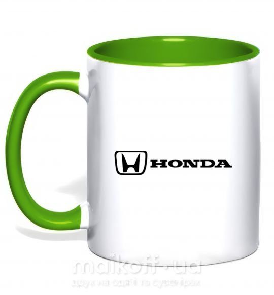 Чашка з кольоровою ручкою Honda logo Зелений фото