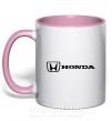 Чашка з кольоровою ручкою Honda logo Ніжно рожевий фото