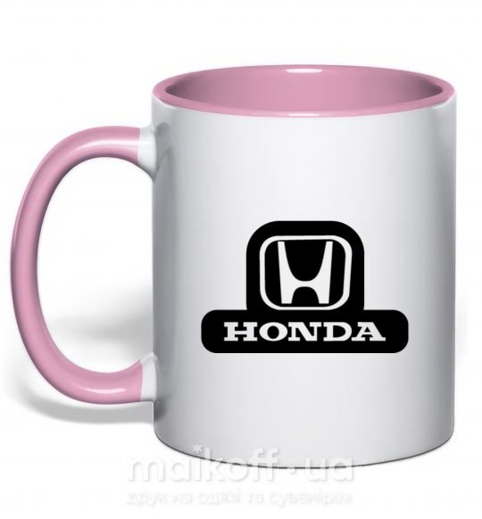 Чашка з кольоровою ручкою Лого Honda Ніжно рожевий фото