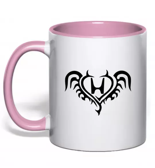 Чашка з кольоровою ручкою Honda devil Ніжно рожевий фото