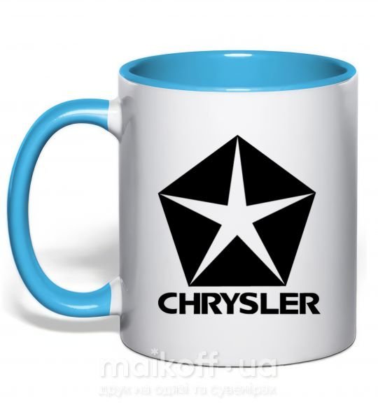 Чашка з кольоровою ручкою Logo Chrysler Блакитний фото