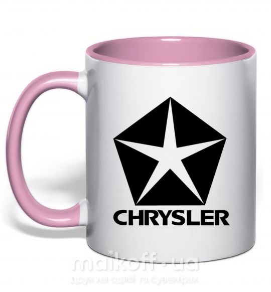 Чашка з кольоровою ручкою Logo Chrysler Ніжно рожевий фото