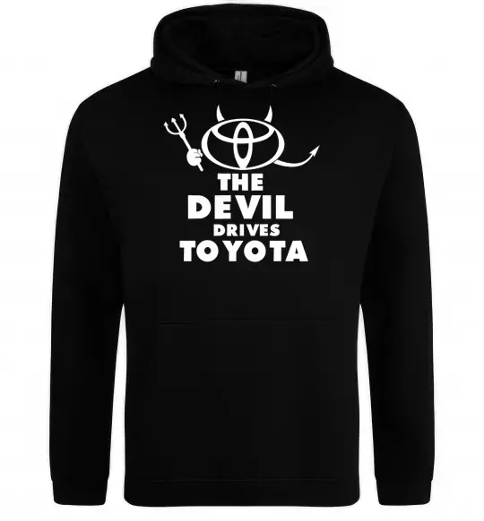 Чоловіча толстовка (худі) The devil drives toyota Чорний фото