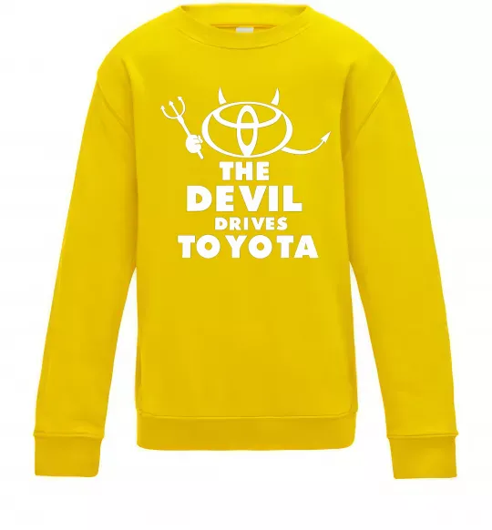 Детский Свитшот The devil drives toyota Солнечно желтый фото