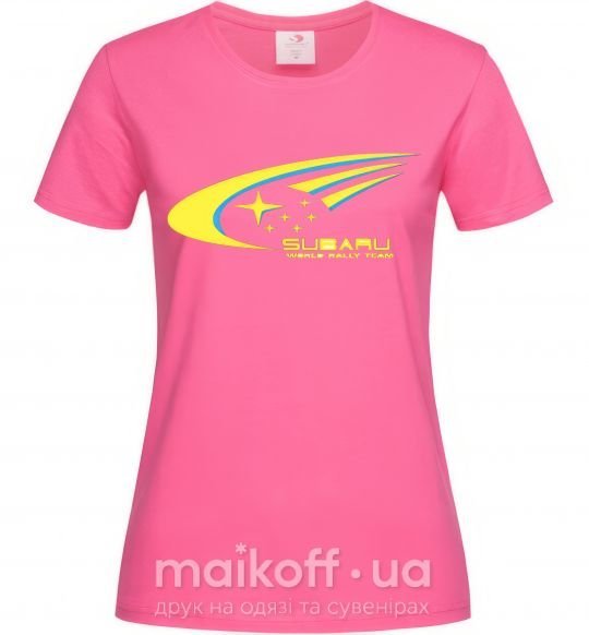 Жіноча футболка Subaru world rally team Яскраво-рожевий фото