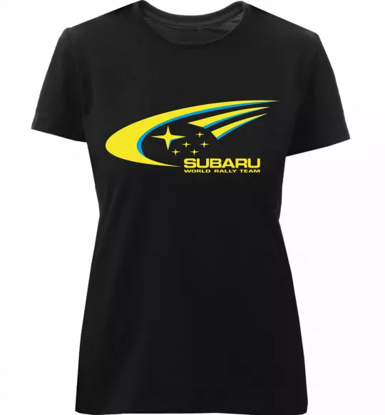 Жіноча преміум футболка Subaru world rally team Чорний фото
