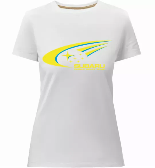 Жіноча преміум футболка Subaru world rally team Білий фото