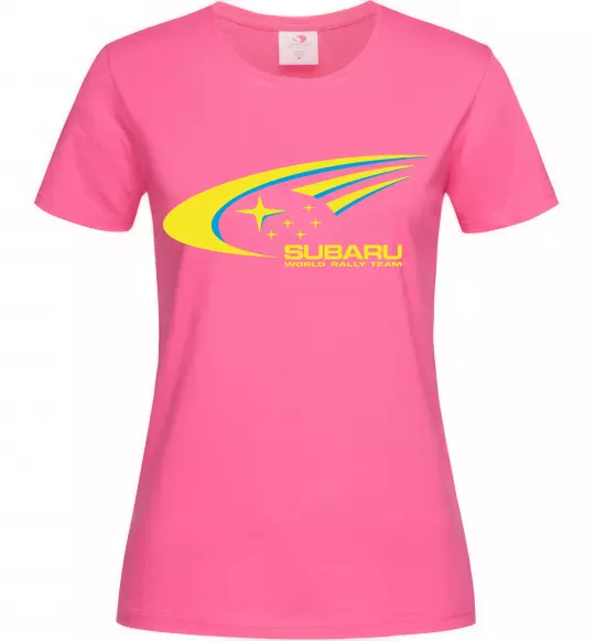 Женская футболка Subaru world rally team Ярко-розовый фото