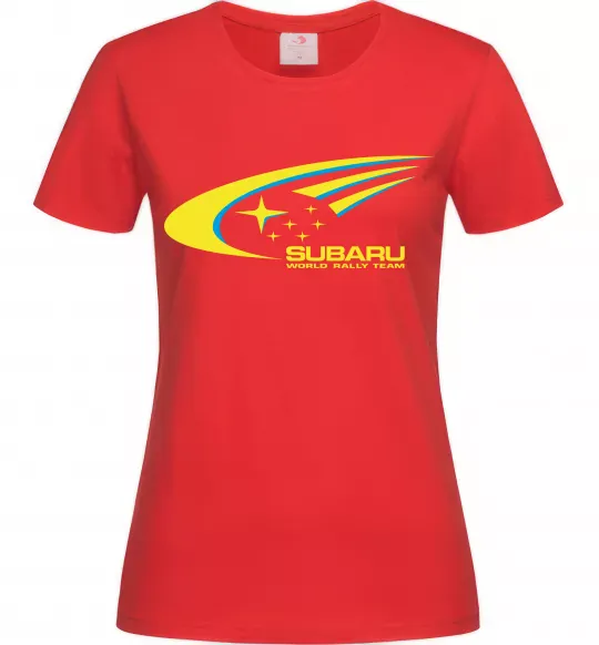 Женская футболка Subaru world rally team Красный фото