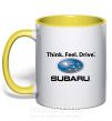 Чашка з кольоровою ручкою Think feel drive Subaru Сонячно жовтий фото