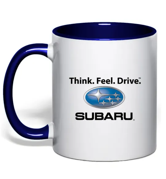 Чашка з кольоровою ручкою Think feel drive Subaru Глибокий темно-синій фото
