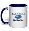 Чашка з кольоровою ручкою Think feel drive Subaru Глибокий темно-синій фото