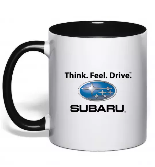 Чашка з кольоровою ручкою Think feel drive Subaru Чорний фото