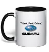 Чашка з кольоровою ручкою Think feel drive Subaru Чорний фото