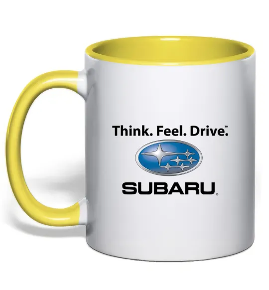 Чашка з кольоровою ручкою Think feel drive Subaru Лимонний фото