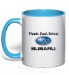 Чашка с цветной ручкой Think feel drive Subaru Голубой фото
