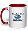 Чашка с цветной ручкой Think feel drive Subaru Красный фото