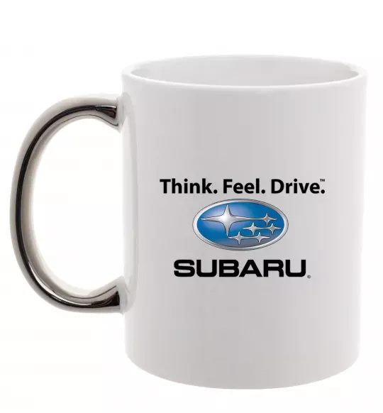 Чашка з кольоровою ручкою Think feel drive Subaru Срібло фото