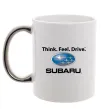 Чашка з кольоровою ручкою Think feel drive Subaru Срібло фото