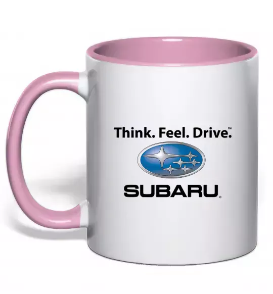 Чашка з кольоровою ручкою Think feel drive Subaru Ніжно рожевий фото