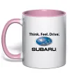 Чашка з кольоровою ручкою Think feel drive Subaru Ніжно рожевий фото