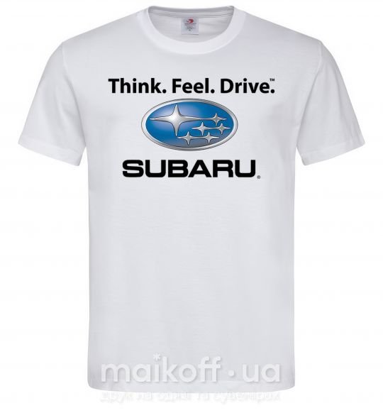 Мужская футболка Think feel drive Subaru Белый фото