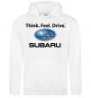 Мужская толстовка (худи) Think feel drive Subaru Белый фото