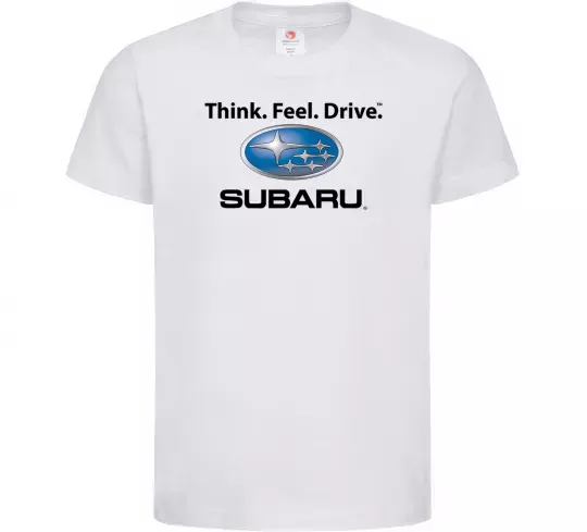 Детская футболка Think feel drive Subaru Белый фото