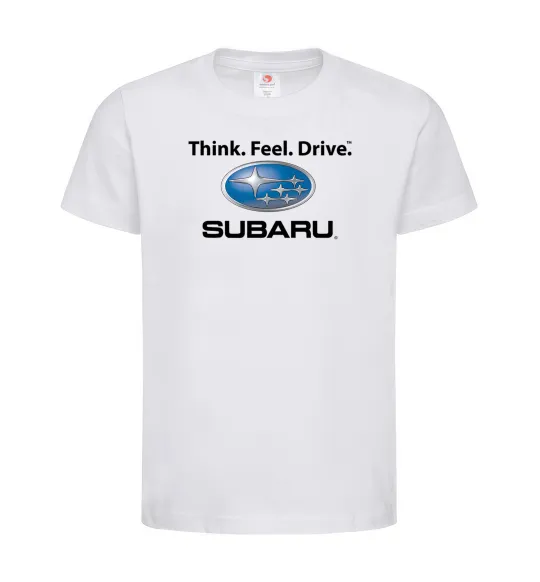 Детская футболка Think feel drive Subaru Белый фото
