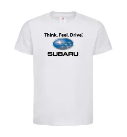 Детская футболка Think feel drive Subaru Белый фото