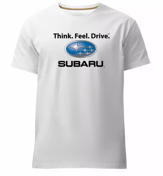 Мужская премиум футболка Think feel drive Subaru Белый фото