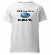 Мужская премиум футболка Think feel drive Subaru Белый фото