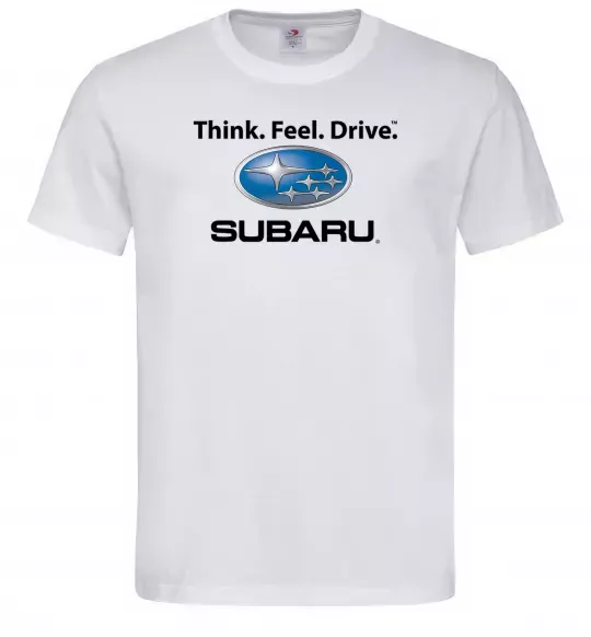 Мужская футболка Think feel drive Subaru Белый фото